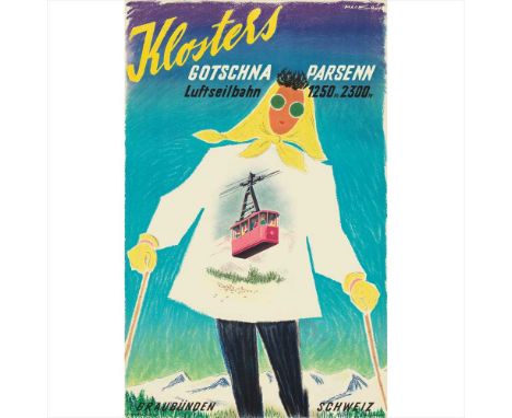FRANCO BARBERIS (1905-1992) KLOSTERS lithograph, c.1949, condition A-; not backed (Dimensions: 102cm&nbsp;x&nbsp;64cm&nbsp;(4