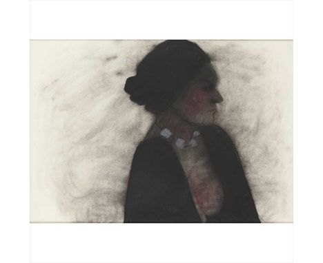 § S. McKay (Scottish Contemporary) The Necklace Signed and indistinctly inscribed, pastel and charcoal (Dimensions: 44cm x 63