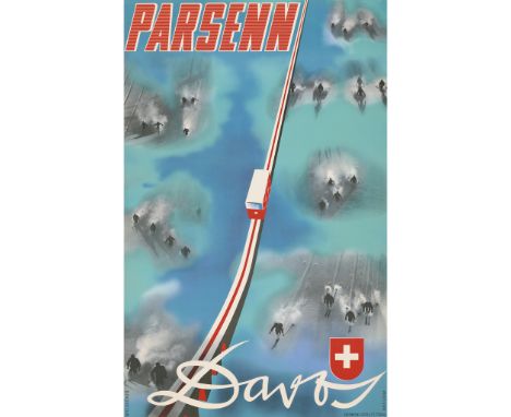 WERNER WEISKÖNIG (1907–1982) DAVOS Offset lithograph, 1936, condition A; not backed (Dimensions: 102cm x 64cm (40in x 25in))(