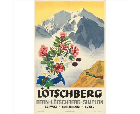 ARMIN BIEBER (1892–1970) LÖTSCHBERG lithograph, 1939, condition A; not backed (Dimensions: 102cm&nbsp;x&nbsp;64cm&nbsp;(40in&
