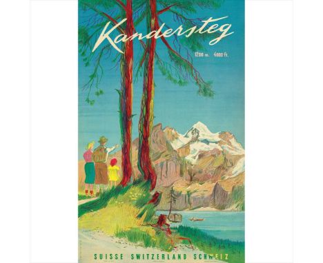 PIERRE MONNERAT KANDERSTEG lithograph, 1948, condition A; not backed (Dimensions: 103cm&nbsp;x&nbsp;64cm&nbsp;(40.5in&nbsp;x&