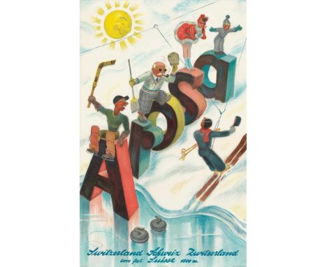 HUGO LAUBI (1888-1959)  AROSA lithograph, 1938, condition A; backed on japan (Dimensions: 102cm x 64cm (40in x 25in)) (Qty: 1