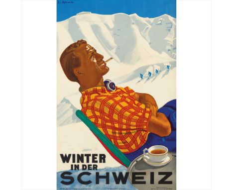 ERICH HERMES (1881–1971) WINTER IN DER SCHWEIZ lithograph, c.1938, condition A; not backed (Dimensions: 99cm&nbsp;x&nbsp;63cm