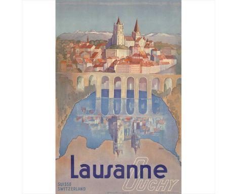 MARGUERITE STEINLEN (1893–1982) LAUSANNE OUCHY lithograph, 1938, condition A; not backed (Dimensions: 100cm&nbsp;x&nbsp;65cm&
