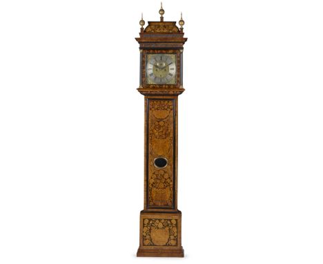  FINE WILLIAM AND MARY FLORAL MARQUETRY LONGCASE CLOCK, BY ALEXANDER RAITT, DUNDEE LATE 17TH CENTURY the 11 inch brass dial w