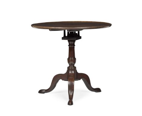  GEORGE III MAHOGANY BIRDCAGE TEA TABLE 18TH CENTURY the circular one board top with a moulded edge, on a birdcage support an