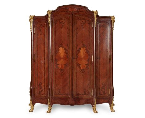  FRENCH KINGWOOD AND AMARANTH GILT BRONZE MOUNTED ARMOIRE, BY MAISON KRIEGER LATE 19TH CENTURY in the Louis XV style, the arc