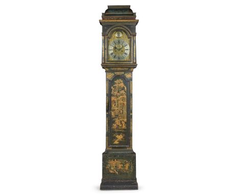 GEORGE III BLUE AND GILT JAPANNED LONGCASE CLOCK, BY ROBERT HOLLAND, LONDON EARLY 18TH CENTURY the 11 inch brass breakarch d