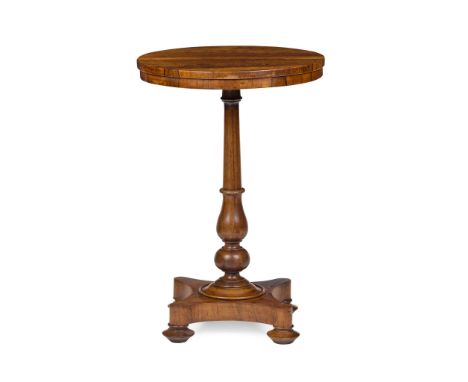  WILLIAM IV ROSEWOOD LAMP TABLE EARLY 19TH CENTURY the circular top above a plain frieze, raised on a baluster column support