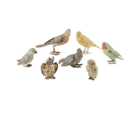  GROUP OF AUSTRIAN COLD PAINTED BRONZE FIGURES OF BIRDS EARLY 20TH CENTURY several examples either stamped or after models by
