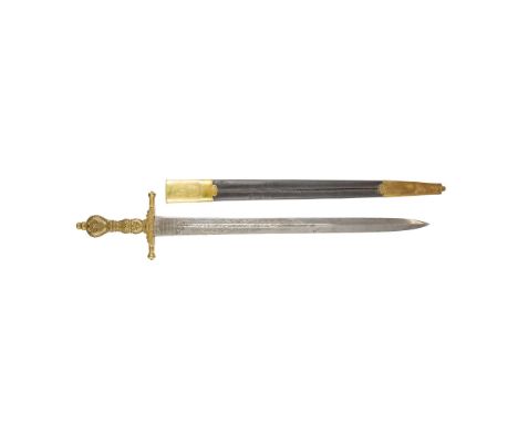  VICTORIAN ROYAL COMPANY OF ARCHERS DRESS SHORT SWORD 19TH CENTURY of Roman type, the double edged 20 inch blade waisted at t