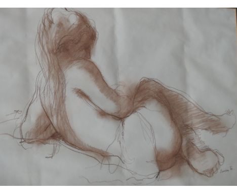 A charcoal sketch, Henry Bardon, nude study, signed and dated (19)71