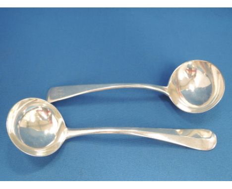 A Georgian silver sauce ladle, London 1820, Solomon Royes, and another silver sauce ladle, London 1910, Josiah Williams & Co
