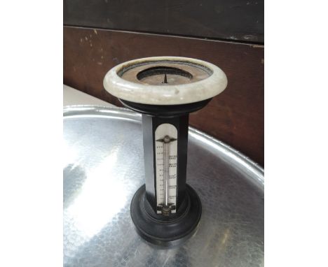 An early 19th century Lignum Vitae desk thermometer/compass sundial by Essex & Co (no dome/pointer)