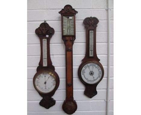 A 19th century bur walnut and mahogany stick barometer having silvered dial by J Cail (no thermometer)