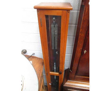 A mid 20th century beech cased stick laboratory barometer by F. D. & Co, Watford, of tubular gun metal design