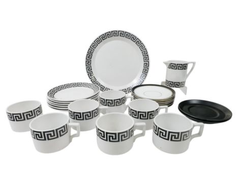 Susan Williams-Ellis for Portmeirion part coffee service - 'Greek Key' pattern, including cups, side plates, milk jug and ser
