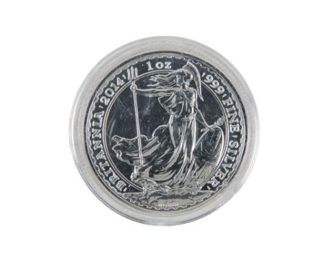 A 1oz Fine silver Britannia coin, 2014.