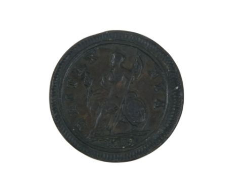 An extremely fine George I 2nd issue 1/2 pence coin, 1719.