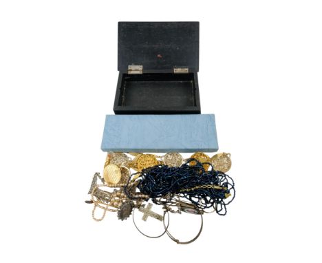 A small quantity of costume jewellery - including a string of graduated cultured pearls 52cm long, together with a pair of ea