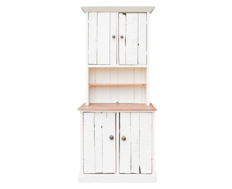 A contemporary painted pine dresser by Jonty Henshall (Cornish b. 1965) - cream painted, the upper section with a pair of doo