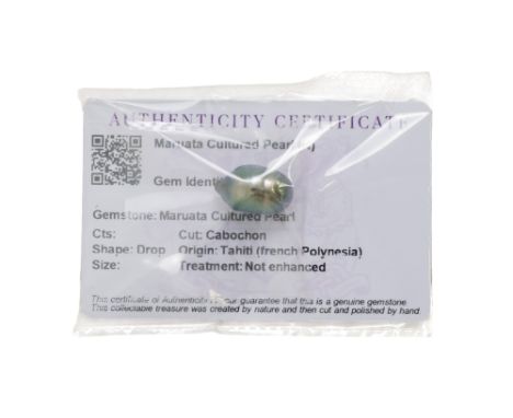 A Tahitian pearl - length 20mm, with certificate of authenticity.