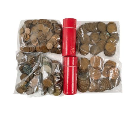 A quantity of UK coinage - mostly pre-decimal 'bronze'.