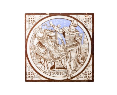 A 19th century Minton tile - Isolit, from the Tennyson idylls and designed by John Moyr Simth, circa 1875, 15cm x 15cm
