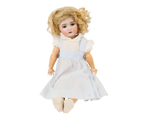 Kammer &amp; Reinhardt for Simon &amp; Halbig bisque headed doll - with sleeping blue glass eyes and open mouth showing upper