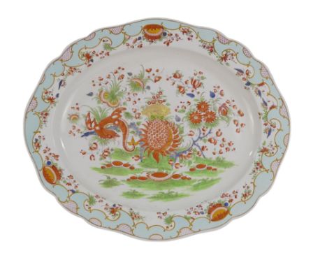 A large Royal Worcester ashette - decorated in the Chinoiserie manner and blind stamp to base, 52cm wide
