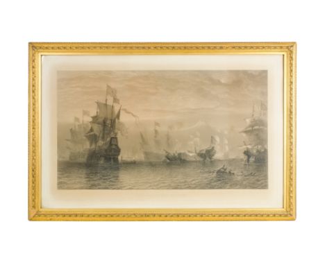 Oswald W. BRIERLY (1817-1894) The Loss Of 'The Revenge' Steel engraving Framed and glazed Picture size 47 x 84cm Overall size