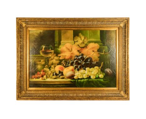 Still Life Fruit and Glass Oil on canvas laid down Framed Picture size 59.5 x 90cm Overall size 85 x 115.5cm
