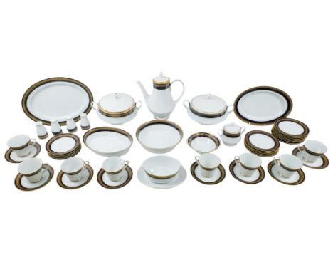 A quantity of Noritake 'Vienna' pattern tea and dinner wares - comprising a teapot, a twin handled lidded sucrier, eight cups