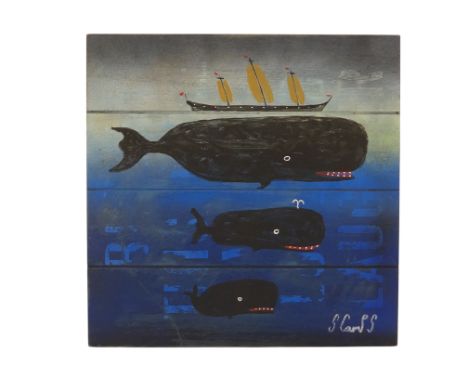 Steve CAMPS (Cornish Contemporary b. 1957) School Trip Oil on wood panel Signed lower right, inscribed and dated 2025 verso P