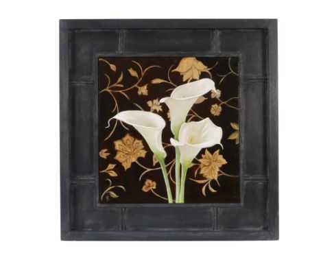 Jan Merrick HORN (British b. 1948) Arum Lillies Oil on board Signed with initials lower left, further inscribed verso Framed 