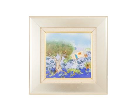 John Richard CARTWRIGHT (Australian b. 1950) Abstract Landscape Oil on board Signed lower right Framed  Picture size 23.5 x 2