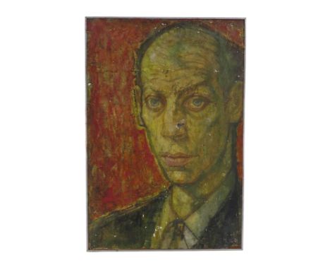 20th Century Continental School Portrait of a Gentleman Mixed media Signed with initials lower right Framed  Picture size 59.