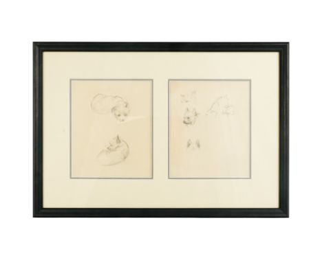 Eileen Alice SOPER (1905-1990) Studies Of A Dog Sleeping Pencil on paper, two framed as one Framed and glazed  Each picture s
