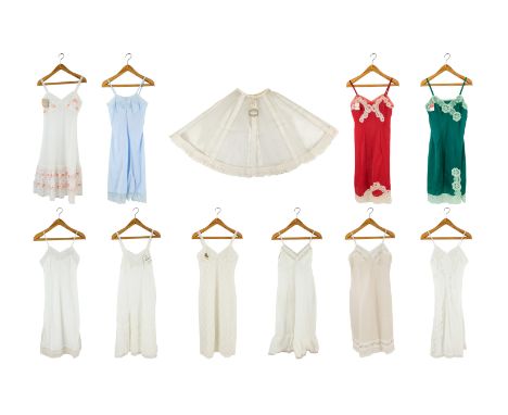 Ten various slips and nightgowns - many with lace trims, size approx. 14, retaining original retail labels. (10)