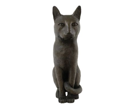 Juliet SIMPRON (British 20th/21st Century) Seated Cat Cold cast bronze Signed lower rear 37cm high 