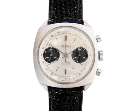 A Desotos gentleman's wristwatch - the silvered dial set out with baton numerals with two subsidiary dials, on an associated 