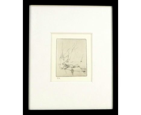 John WELLS (British 1907-2000) Untitled abstract Dry point etching Inscribed P.P. (printer's proof) Framed and glazed Picture