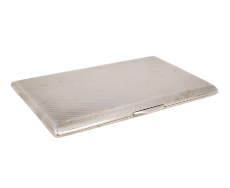 A silver cigarette case - Birmingham 1938, of rectangular form with engine turning, 181g.