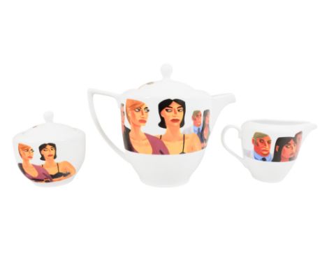 Knuttel Collection Tipperary Crystal tea service - comprising teapot, milk jug and sucrier. (3)