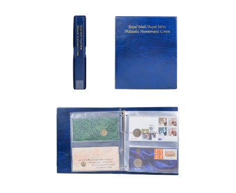 Royal Mail / Royal Mint Philatelic Numismatic Covers - special album containing 11 coin covers 1994 - 1998 including 3 x £5 c