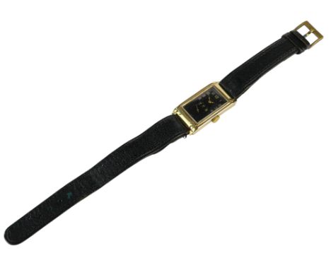A Rolex Prince 9ct gold cased gentleman's wristwatch - circa 1938, the rectangular case fitted with a black dial set out in A