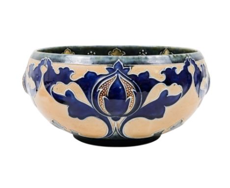 Mark V. Marshall for Lambeth Doulton - a 'Thistle' pattern stoneware fruit bowl, stamped with Art Union of London and maker's