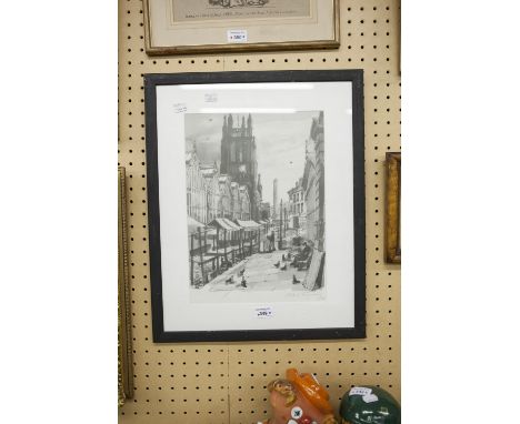 ALBIN TROWSKI ARTIST SIGNED PRINT OF A PEN AND WASH DRAWING Stockport market place  Signed and dated (19)79 14 ½" x 10 12" 
