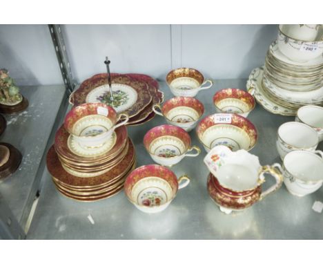 AYNSLEY 6841 TEA SERVICE FOR SIX PERSONS, A ROYAL WINTON CAKE STAND  
