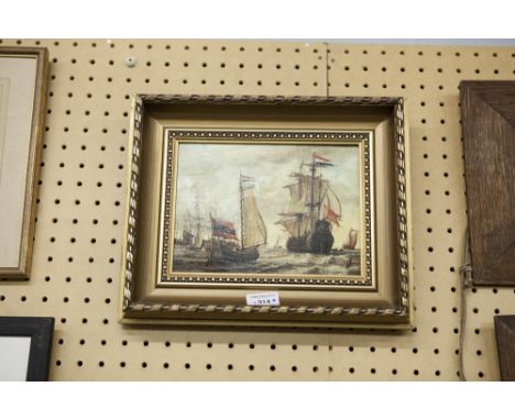 A.A. ORLINSKI(?) (TWENTIETH/ TWENTY FIRST CENTURY) OIL PAINTING ON CANVAS The French fleet leaving harbour Signed 6 ½" x 9" (